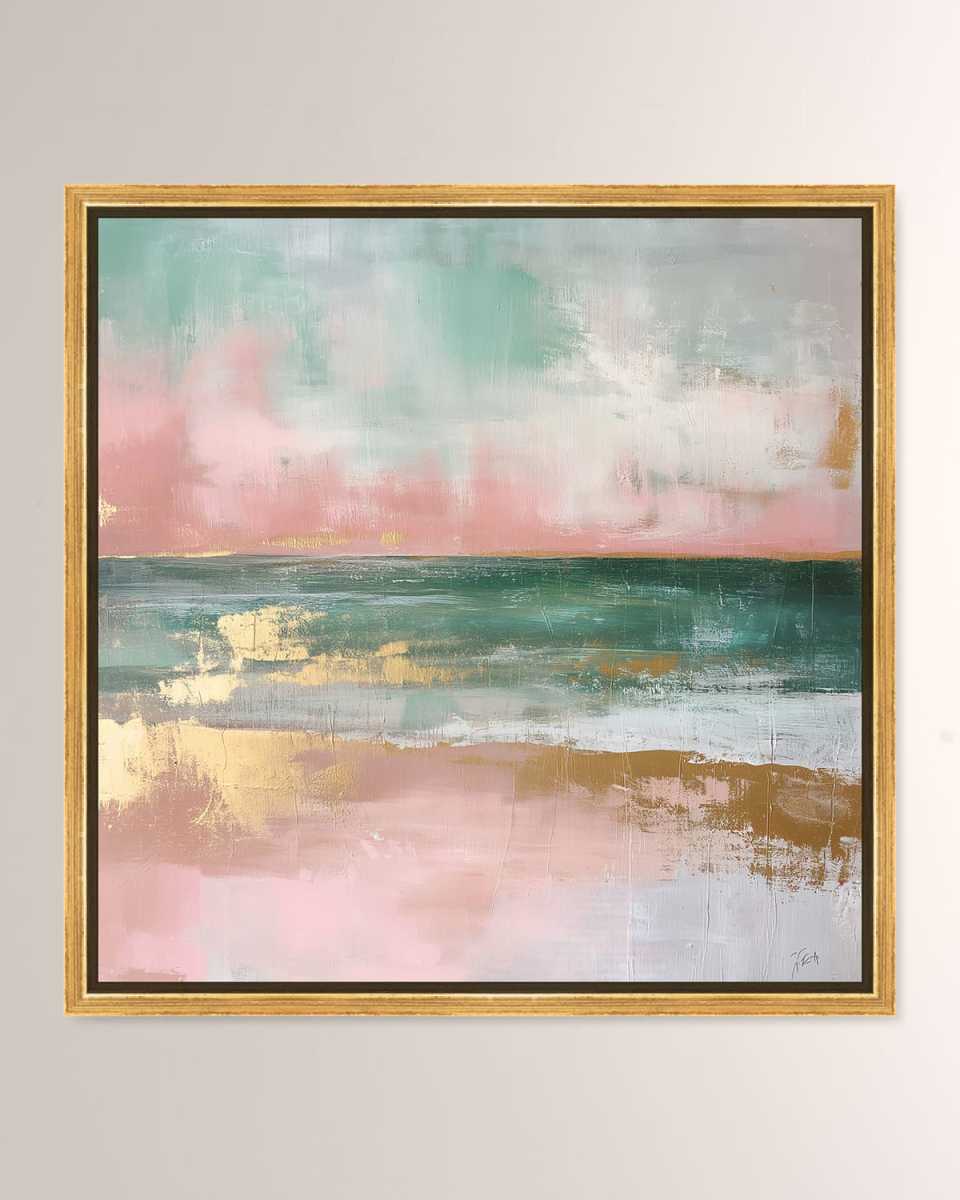 "Oceans Glint on Gold" Framed Giclee on Canvas